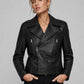 Hailey Baldwin Bieber Black Leather Jacket Style 2 – close-up and worn views