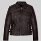 Hailey Baldwin Bieber Black Leather Jacket – front view