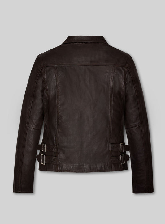 Hailey Baldwin Bieber Black Leather Jacket – back view
