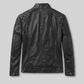 Henry Cavill In The Grey Black Leather Jacket – back view