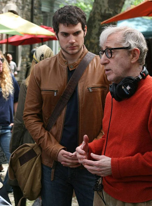 Henry Cavill Whatever Works Brown Leather Jacket – Henry Cavill celebrity photo in Whatever Works