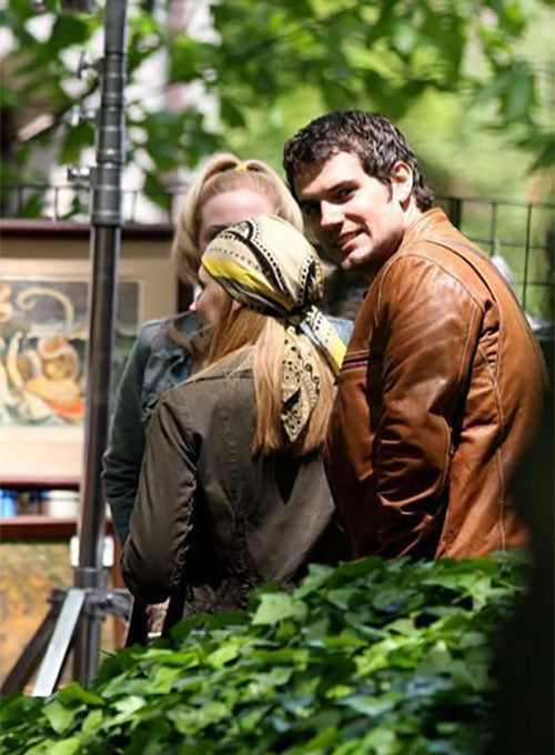 Henry Cavill Whatever Works Brown Leather Jacket – Henry Cavill wearing the look, photo 4