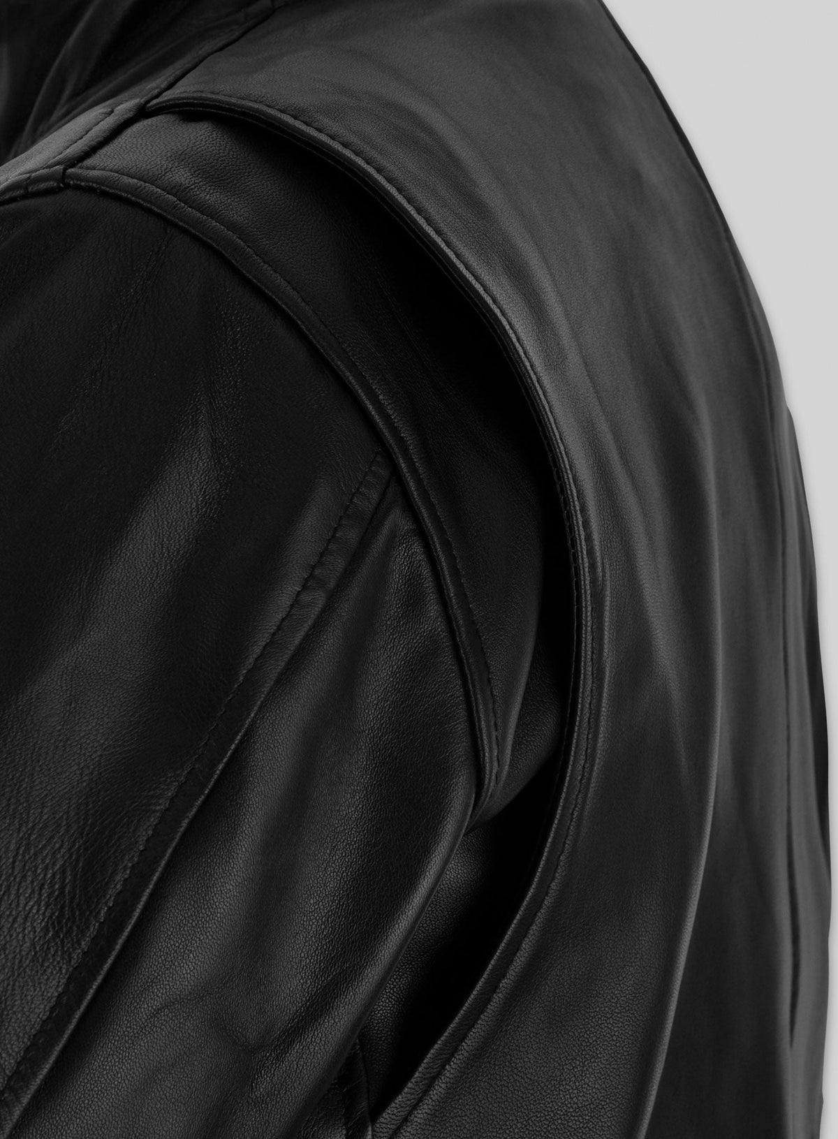Henry Cavill Men's Journal Black Leather Jacket – close-up detail of leather and stitching