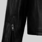 Henry Cavill Men's Journal Black Leather Jacket – close-up detail of hardware and pockets