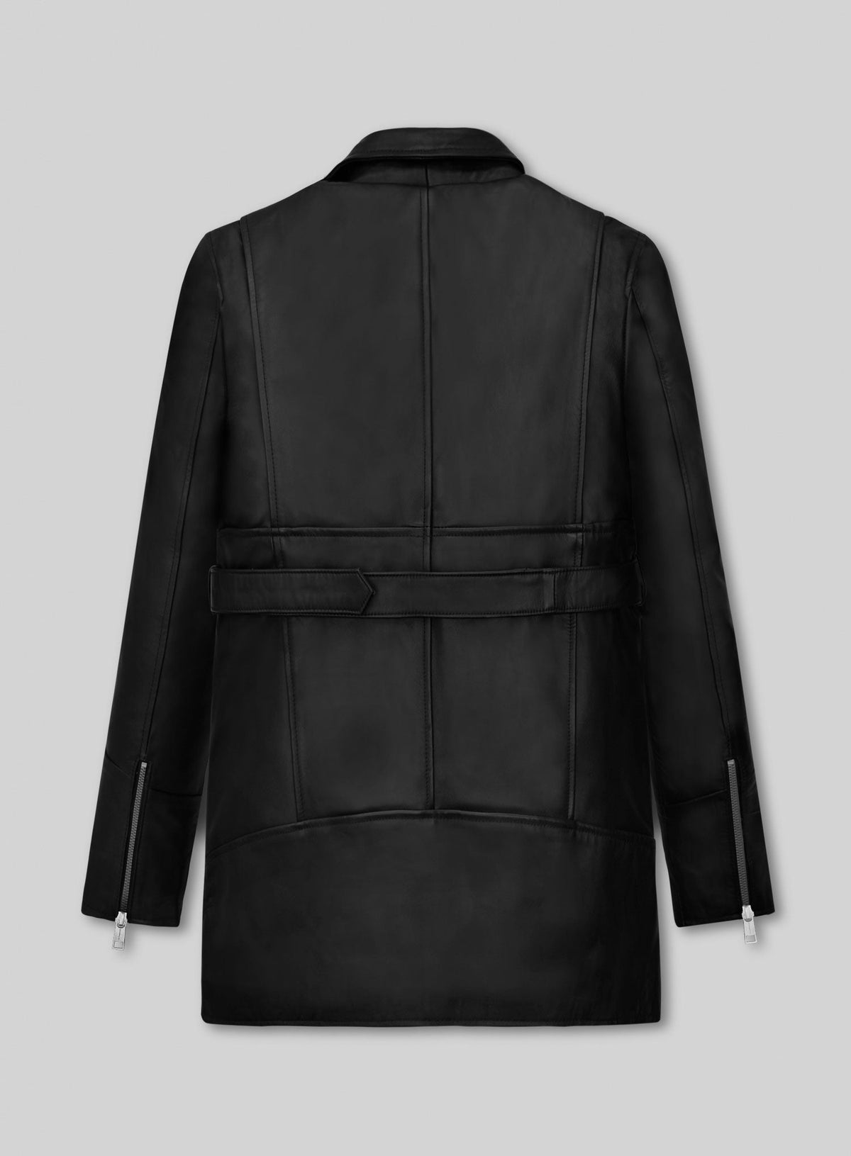 Hilary Duff Younger Black Leather Trench Coat – back view
