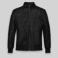 Hugh Jackman Madrid Black Leather Jacket – front view