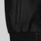 Hugh Jackman Madrid Black Leather Jacket – close-up and worn views