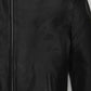 Hugh Jackman Madrid Black Leather Jacket – close-up detail of front closure, pocket and leather stitching