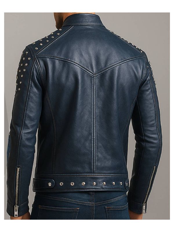 Hugo Blue Leather Jacket – Men’s Premium Blue Leather Jacket