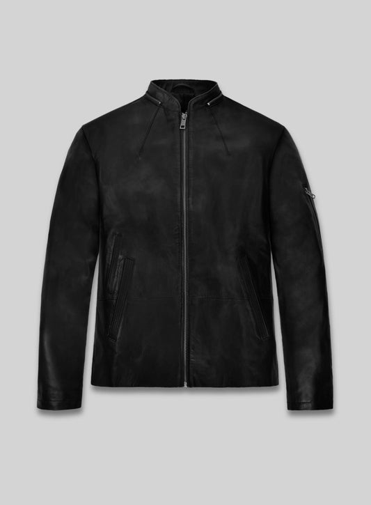 Ian Somerhalder Black Casual Leather Jacket – front view