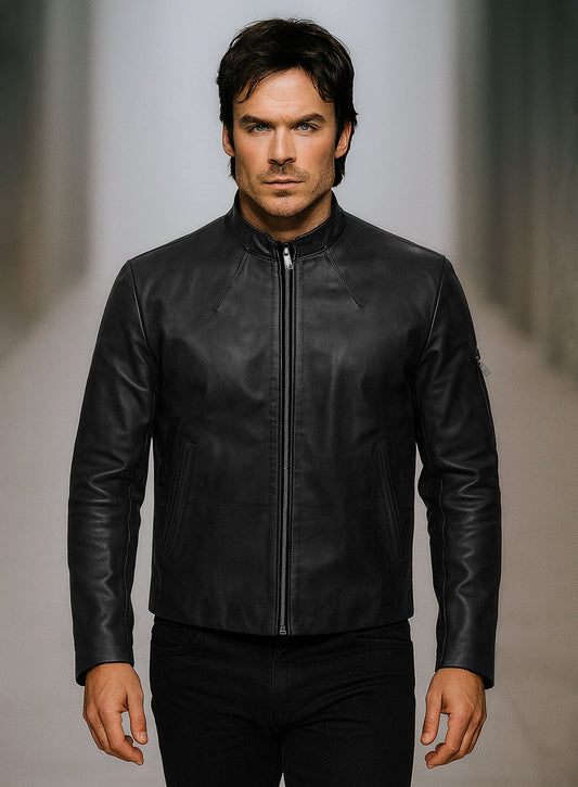Ian Somerhalder Black Casual Leather Jacket – worn look