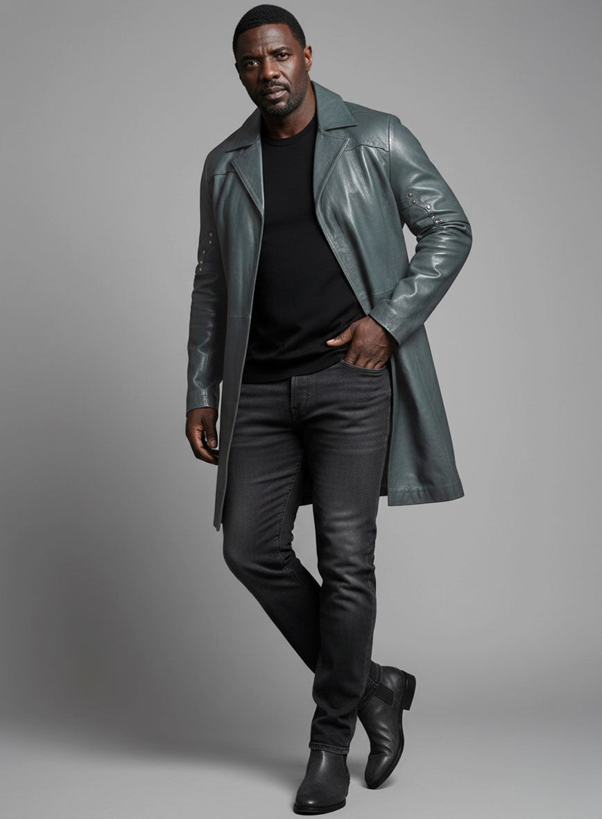 Idris Elba The Dark Tower Black Leather Long Coat – alternate view