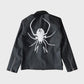 Black Leather Jacket with Hand-Painted My Chemical Romance Inspired Design Emo Punk Concert Outfit