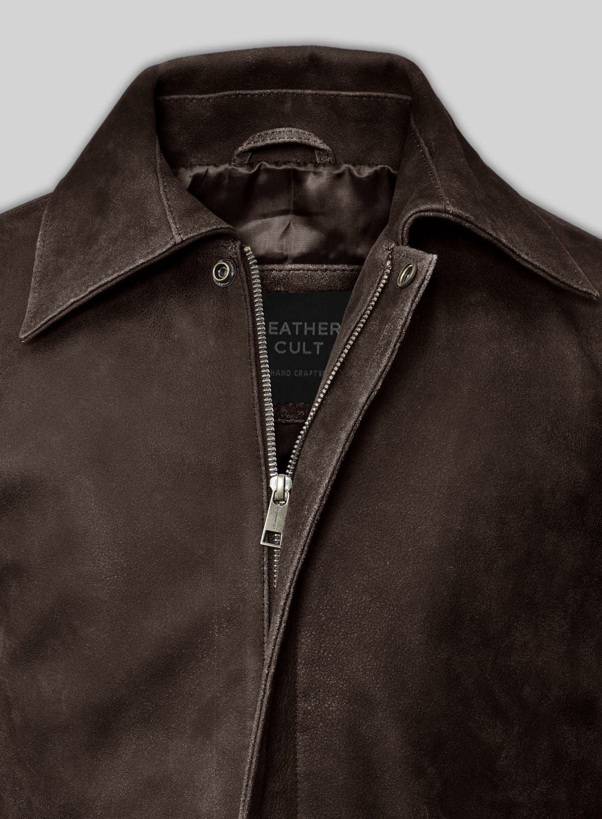 Indiana Jones Distressed Brown Leather Jacket – close-up detail of hardware and pockets