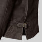 Indiana Jones Distressed Brown Leather Jacket – close-up detail of leather and stitching