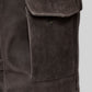 Indiana Jones Distressed Brown Leather Jacket – close-up detail of hardware and pockets