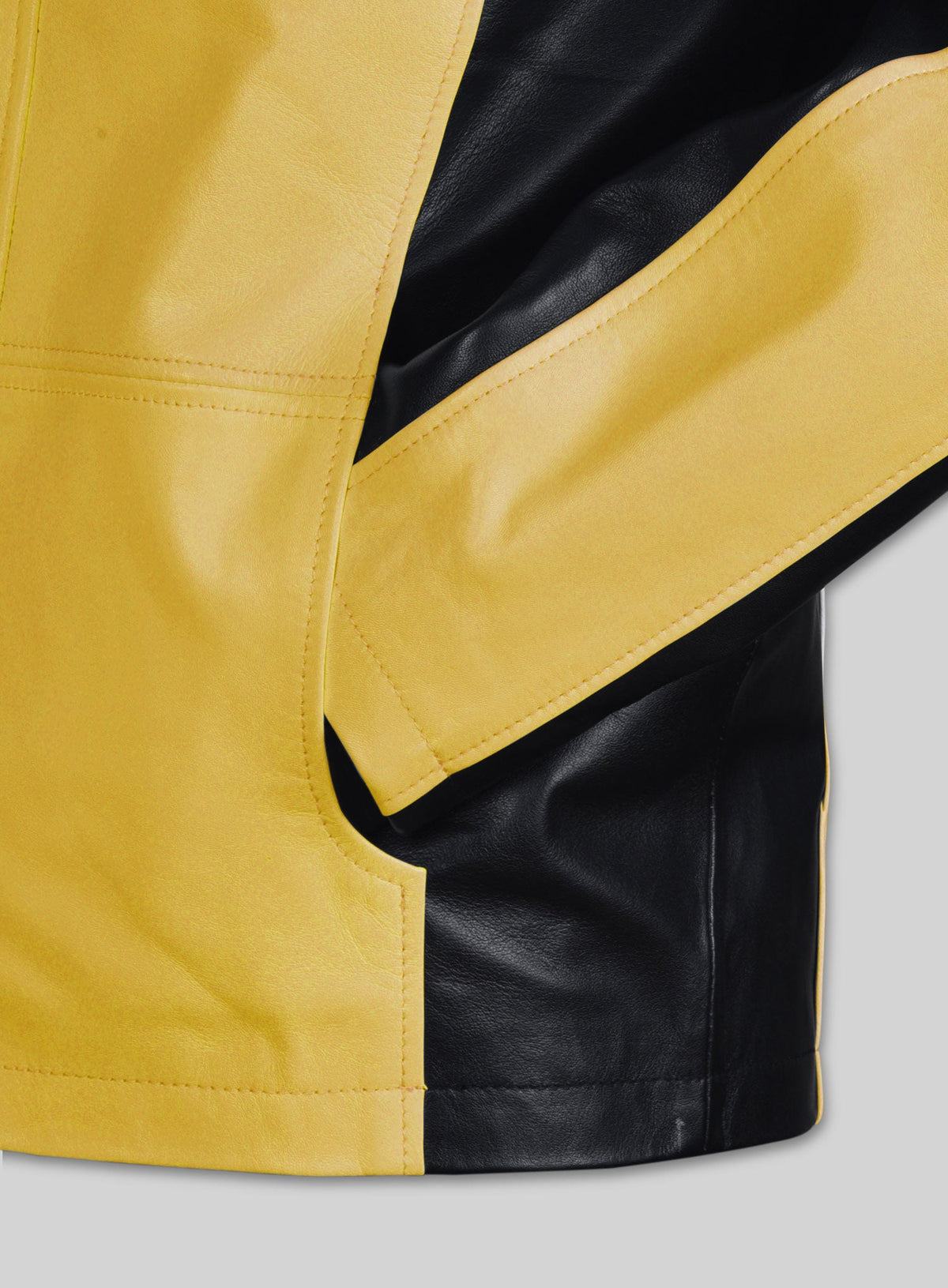 InFamous Cole MacGrath Yellow Leather Jacket – close-up and worn views