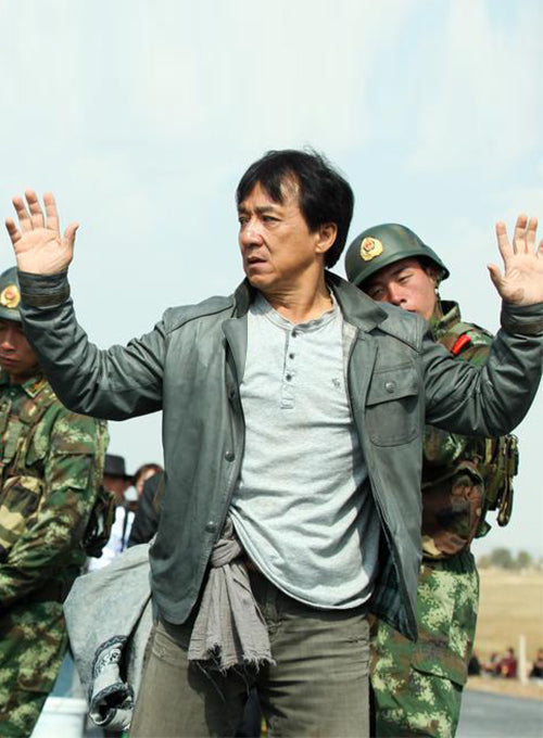 Jackie Chan Skiptrace Black Leather Jacket – front view