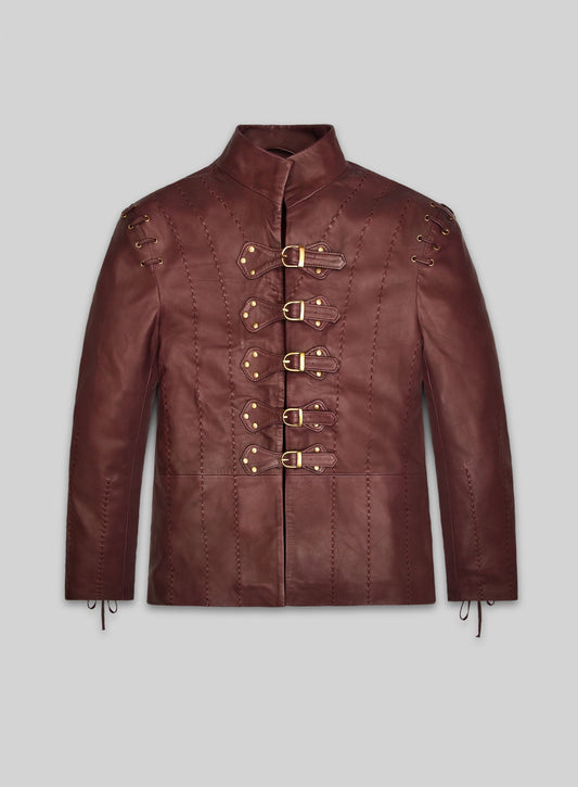 Jaime Lannister GOT Black Leather Jacket – front view