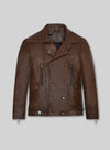 James Franco 127 Hours Brown Leather Jacket in distressed brown – front view