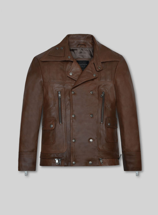 James Franco 127 Hours Brown Leather Jacket in distressed brown – front view