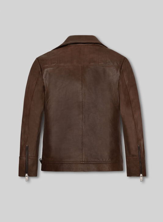 James Franco 127 Hours Brown Leather Jacket in distressed brown – back view
