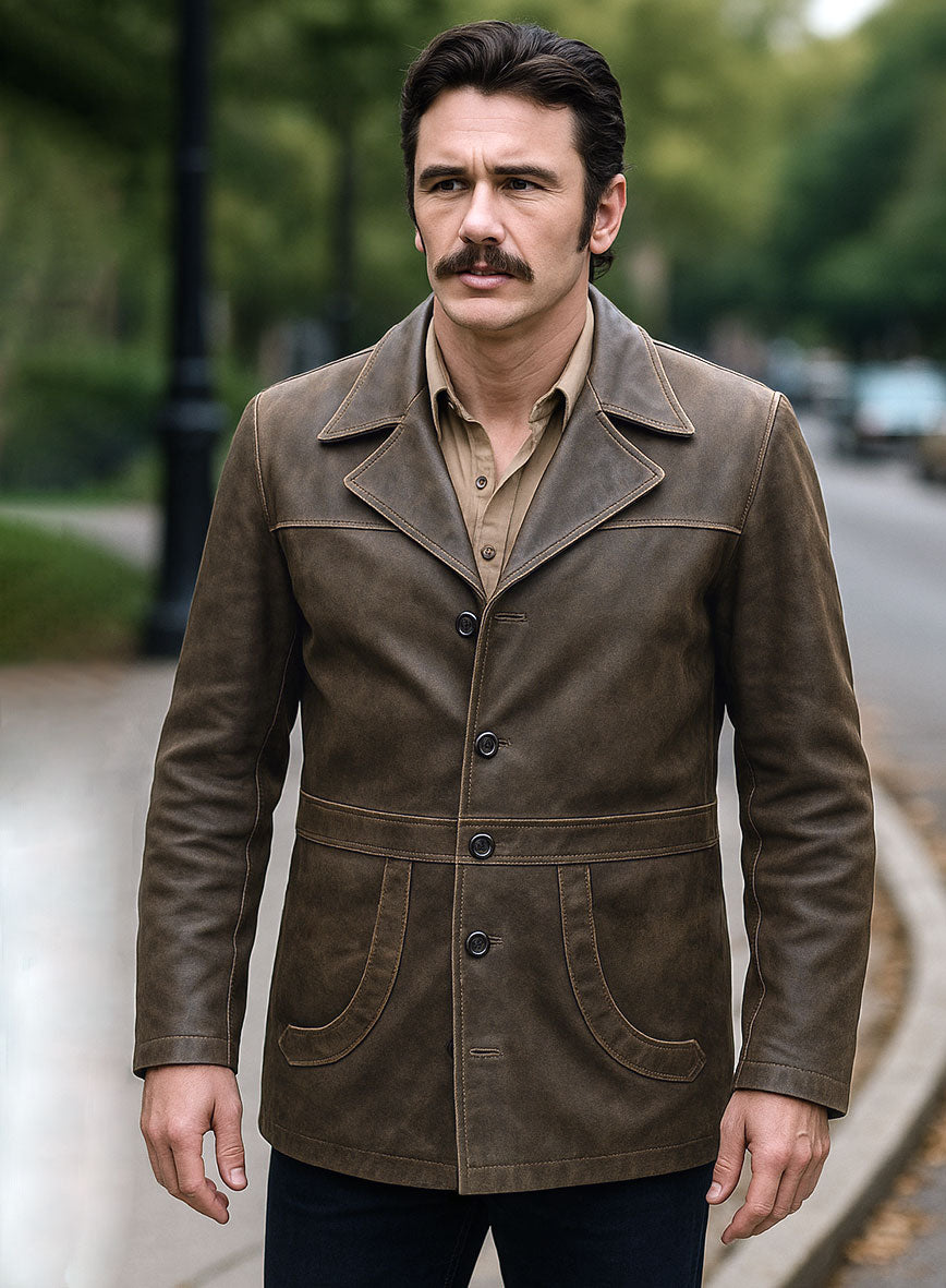 James Franco The Deuce Olive Brown Leather Trench Coat – worn look