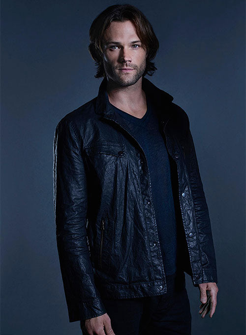 Jared Padalecki Supernatural Black Leather Jacket – front view