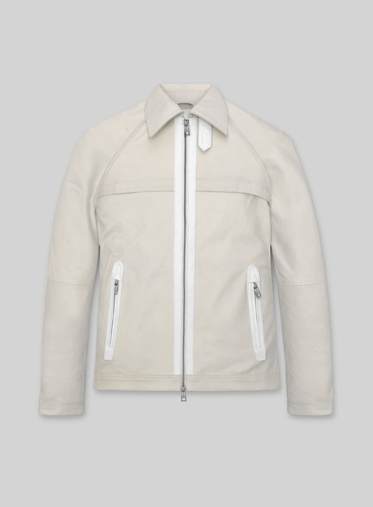 Jason Statham Fast X White Leather Jacket – front view