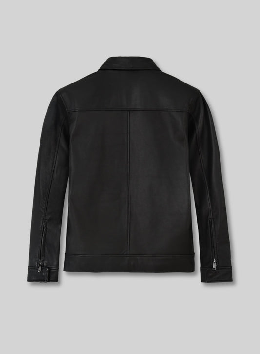 Jason Bateman Black Leather Jacket – back view