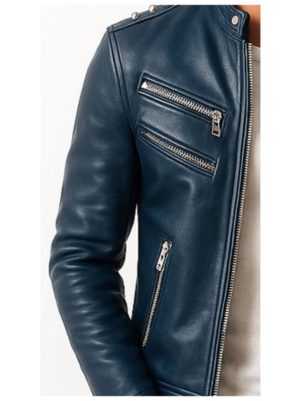 Jaxon Blue Leather Jacket – Men’s Premium Blue Leather Jacket