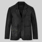 Jean-Claude Van Damme Until Death Black Leather Blazer – front view