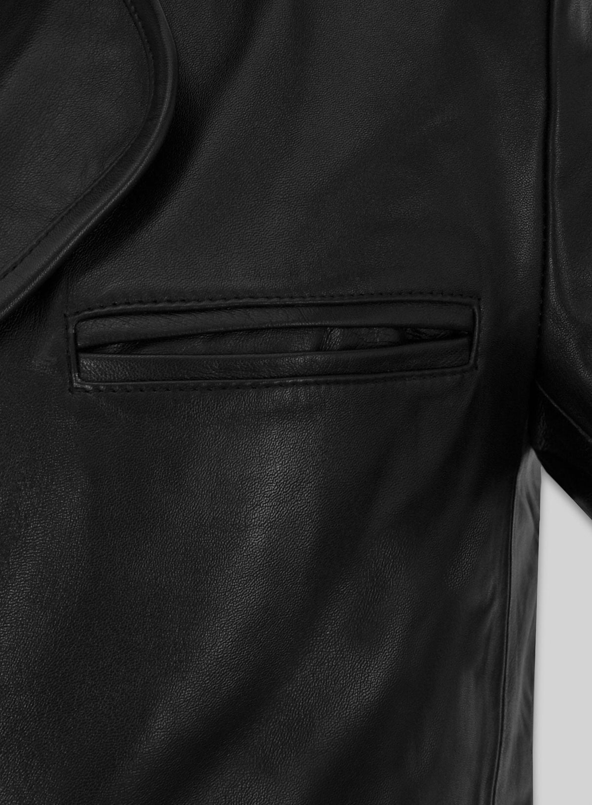 Jean-Claude Van Damme Until Death Black Leather Blazer – close-up and worn views