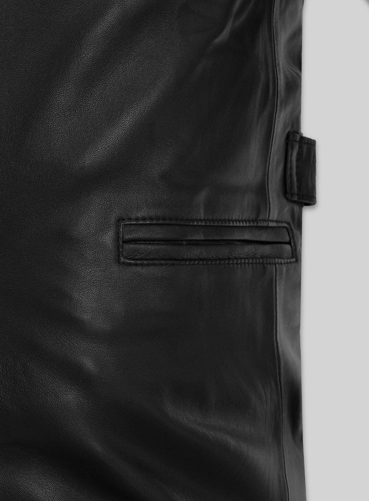 Jean-Claude Van Damme Until Death Black Leather Blazer – close-up and worn views
