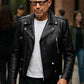 Jeff Goldblum NYC Black Biker Leather Jacket – worn look