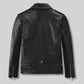 Jeff Goldblum NYC Black Biker Leather Jacket – back view