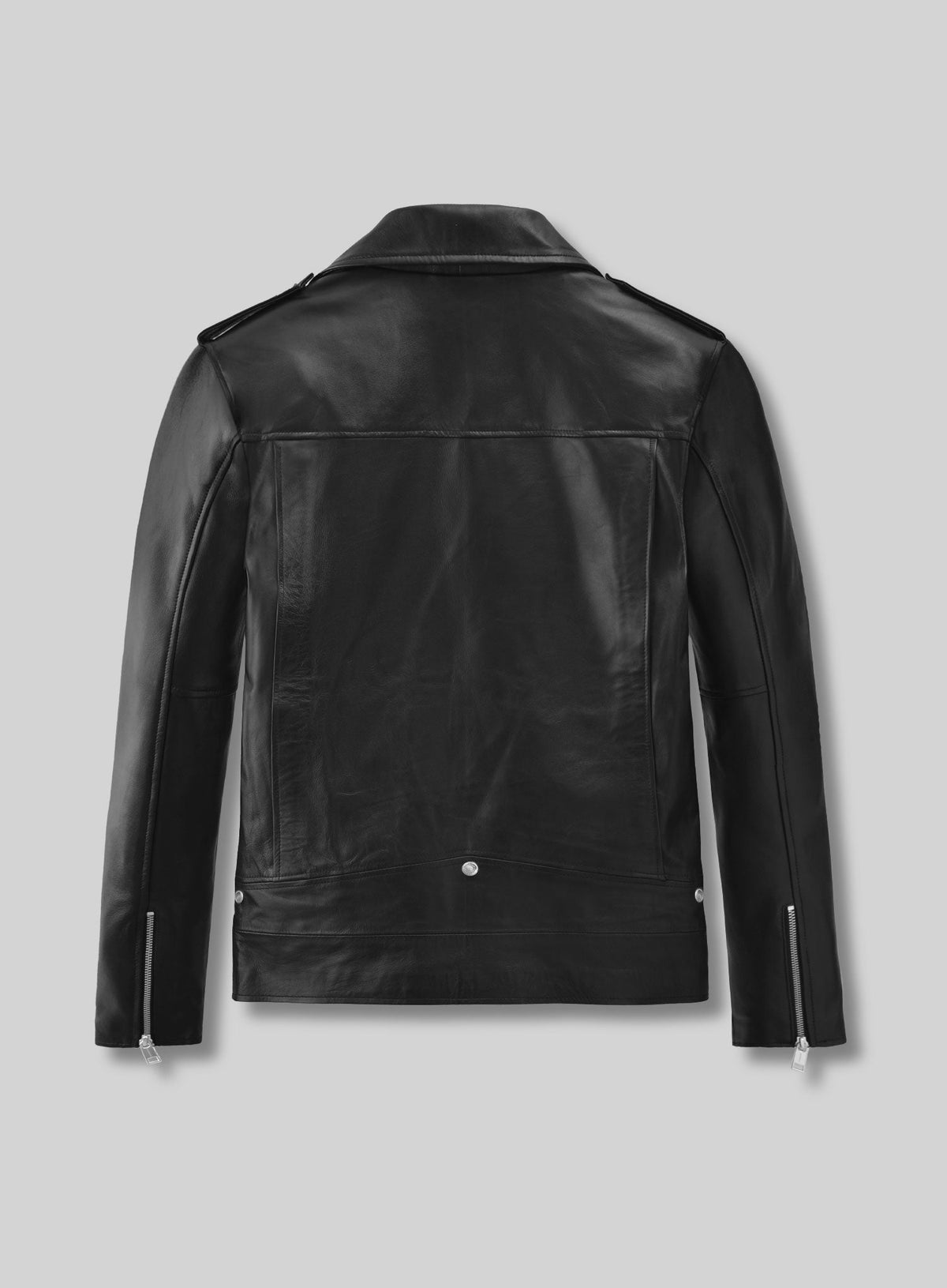 Jeff Goldblum NYC Black Biker Leather Jacket – back view