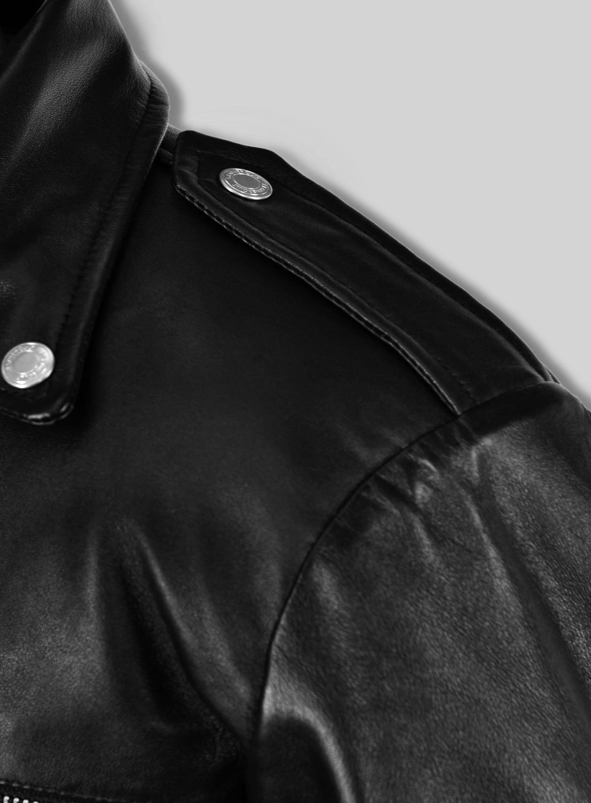 Jeffrey Morgan Walking Dead Black Leather Biker Jacket, product view 4
