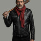 Jeffrey Morgan Walking Dead Black Leather Biker Jacket, product view 5