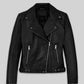 Jena Malone Black Leather Jacket – front view