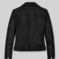 Jena Malone Black Leather Jacket – back view
