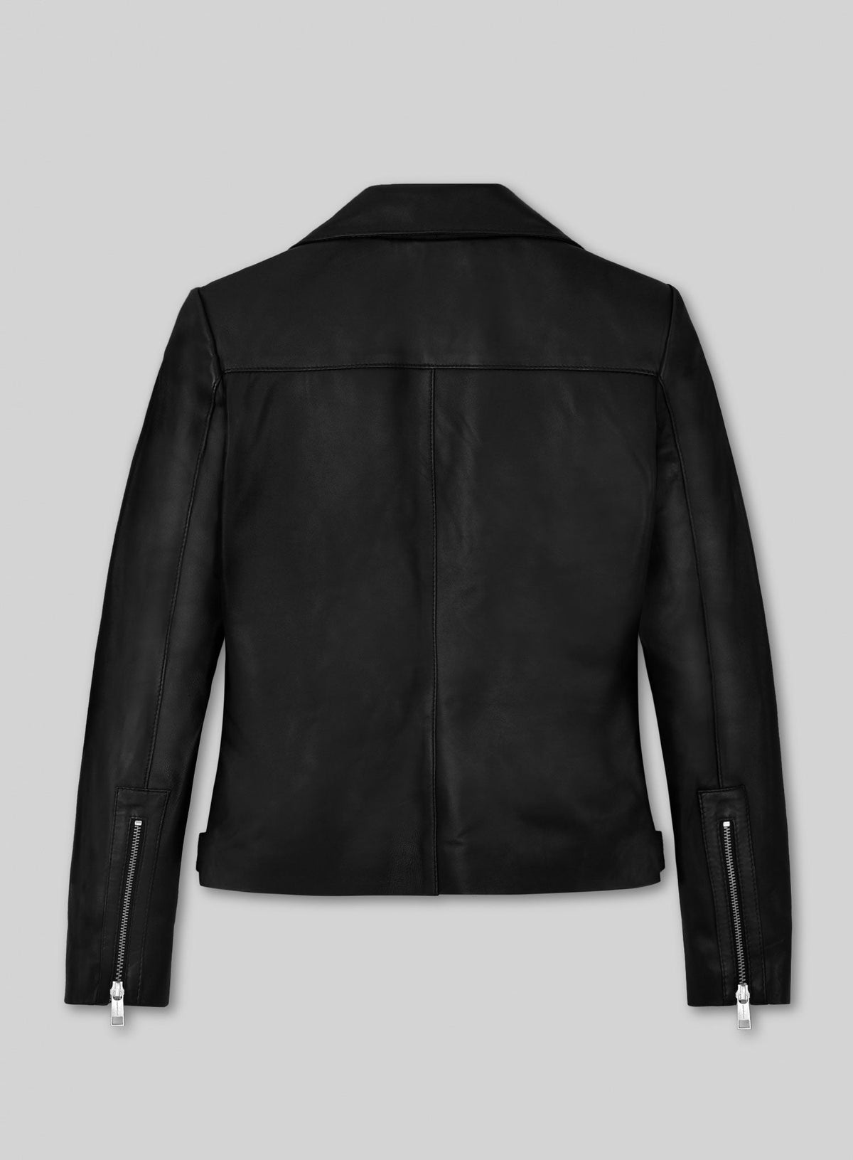 Jena Malone Black Leather Jacket – back view
