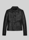 Jenna Ortega Wednesday Black Leather Jacket – front view