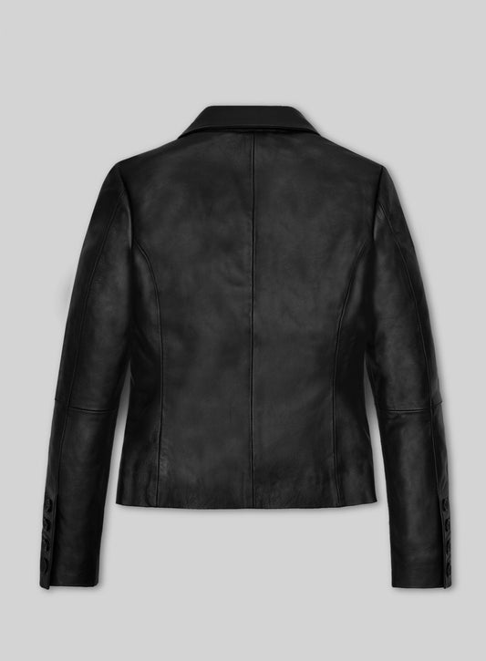 Jenna Ortega Wednesday Black Leather Jacket – back view