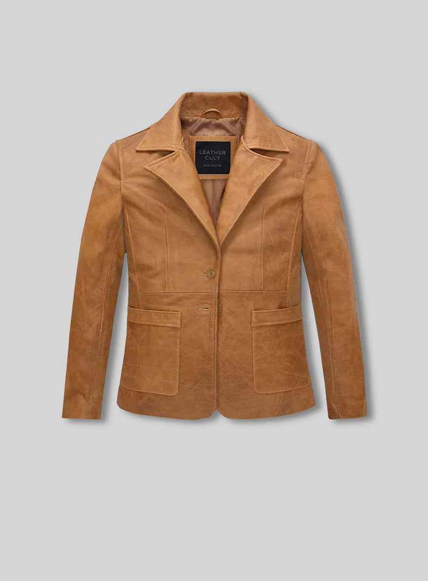 Jennifer Aniston Friends Season 5 Green Leather Blazer – front view