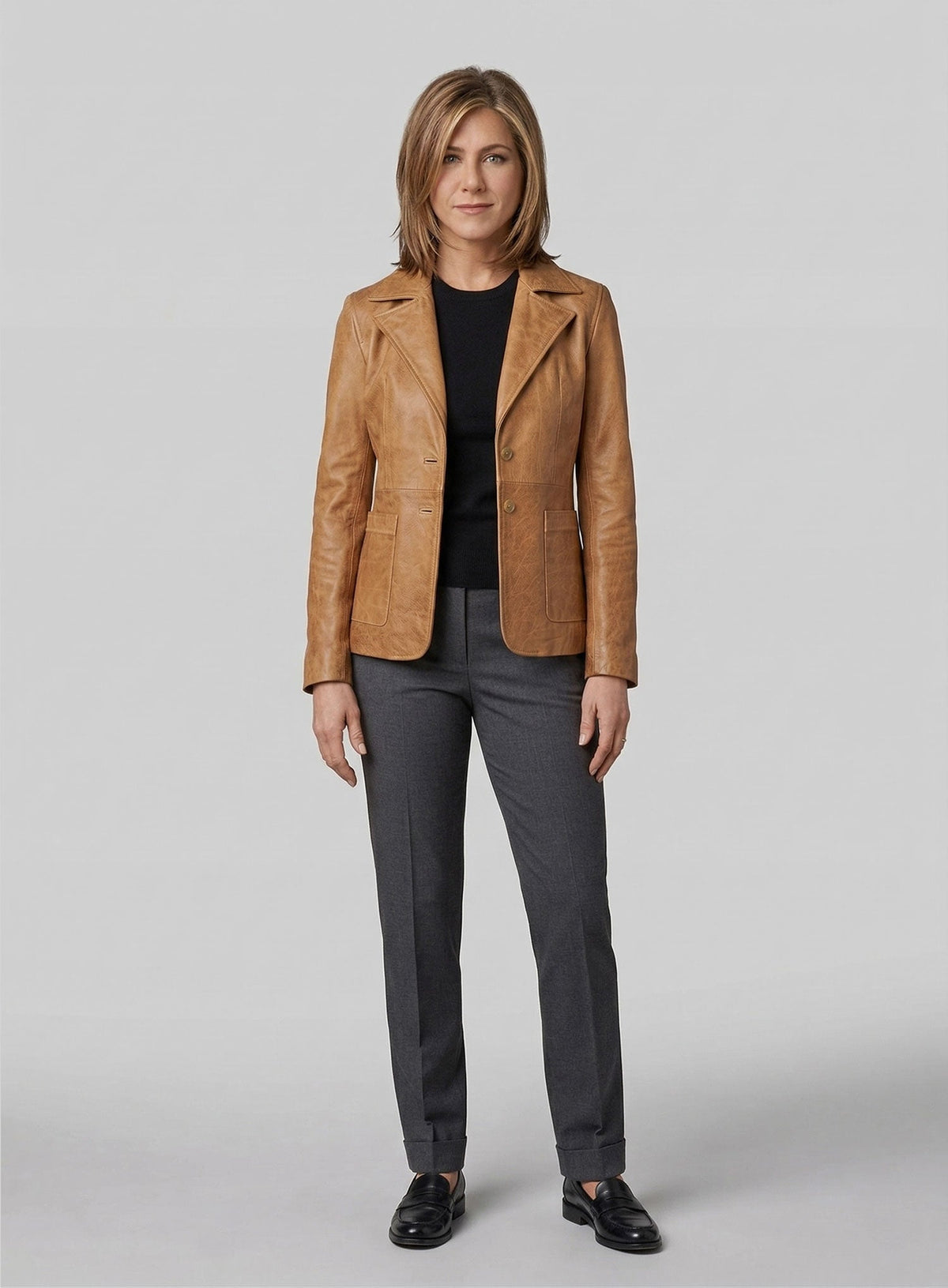 Jennifer Aniston Friends Season 5 Green Leather Blazer – full product view
