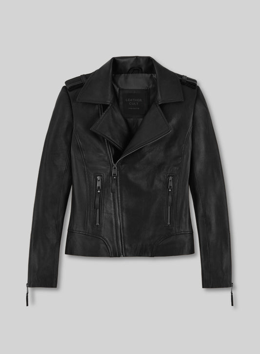 Jennifer Aniston Black Leather Jacket – front view
