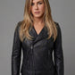 Jennifer Aniston Black Leather Jacket – close-up and worn views
