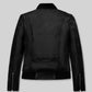 Jennifer Aniston Black Bomber Leather Jacket – back view