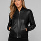 Jennifer Aniston Black Bomber Leather Jacket – full product view